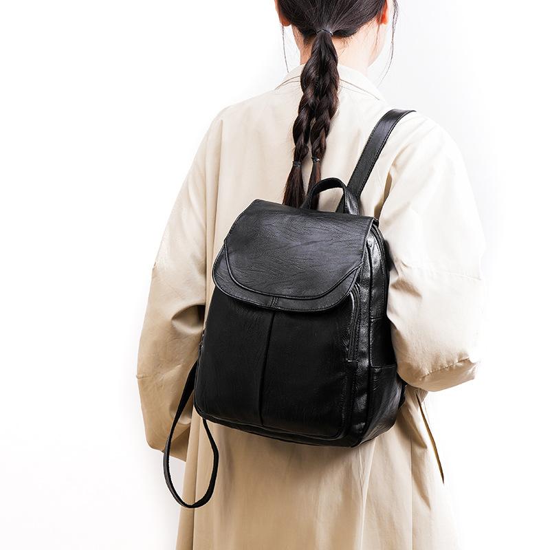 Schoolbag High-end Backpack Upper Grade 1011 New Fashion Women's Backpack Large Capacity Foreign Gas PU Soft Leather Travel Bag