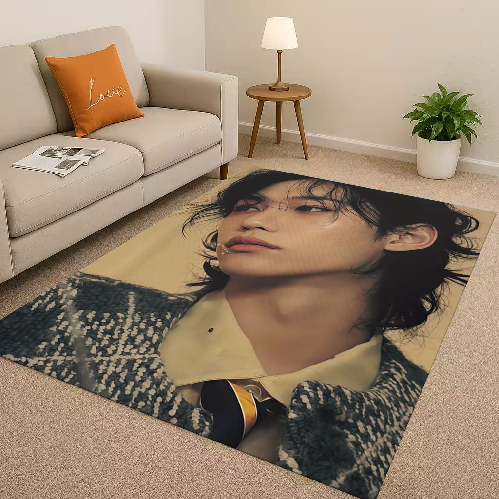3D Kpop Felix Star Art living Room Non-Slip Area Rug Soft Carpet for Bedroom Playroom and Sofa,Easy Clean Home Decor Doormat