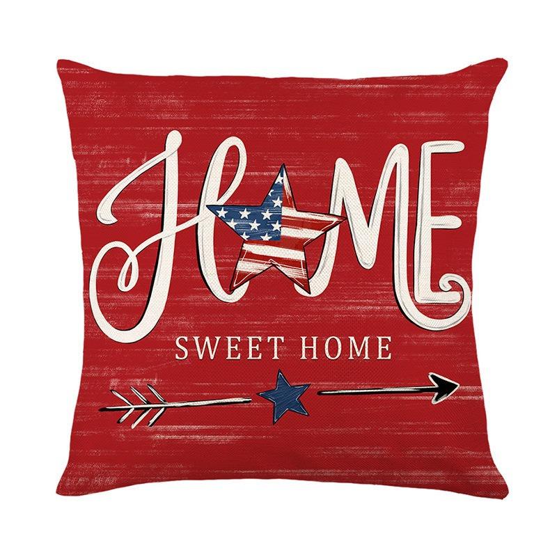 Home Decoration Sofa Pillow Cover Independence Day Holiday Atmosphere Stars Car Letter Elements