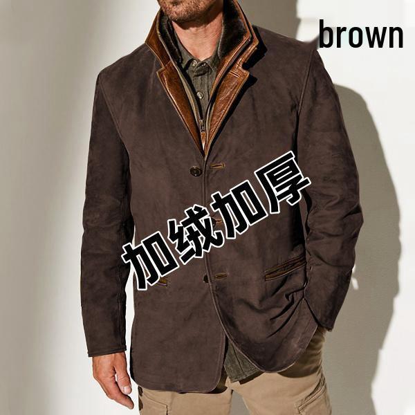 Spring/Autumn Men's Retro Patchwork Jacket - European/American Style Casual Lapel Coat