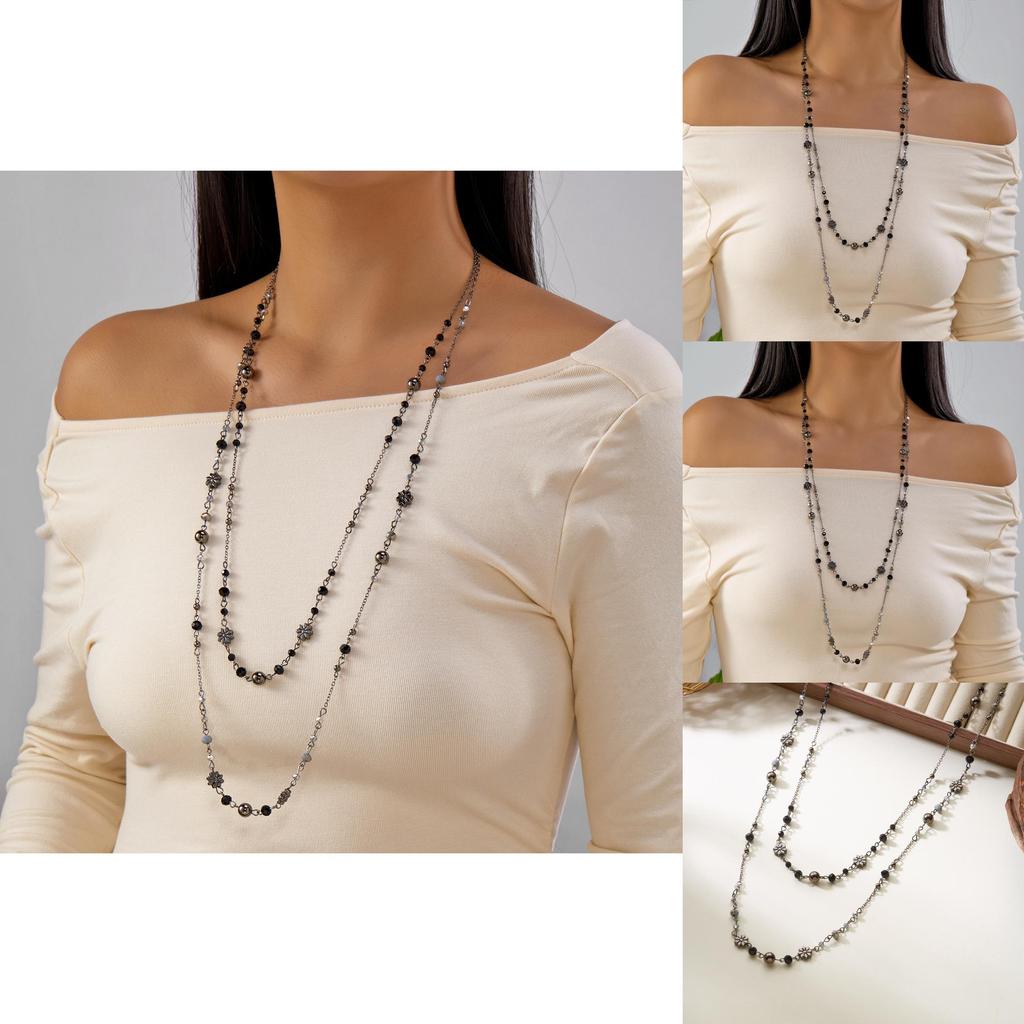Vintage Flower Alloy Layered Necklace For Women Summer Fashion Accessory