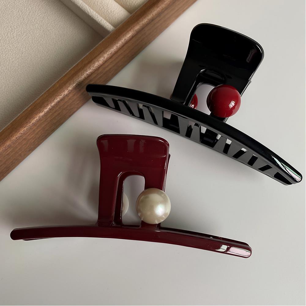 Kunststoff Rote Haarklammer Damen Mädchen Groß Geometrisch Acryl Krabbe Haarspange Elegant Haarspangen Clip Weibliche Mode Haaraccessoires