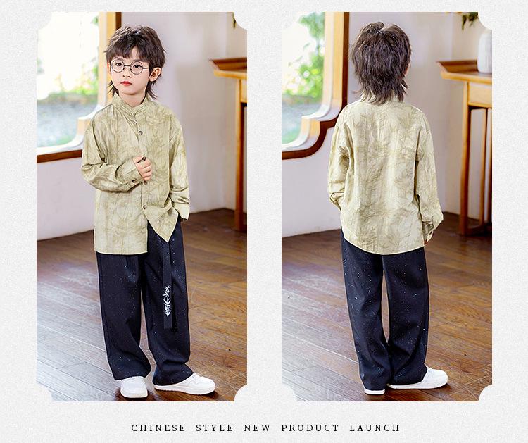 Boys' Chinese Style Hanfu Set - Spring/Autumn Shirt & Outfit for Performances and Formal Events
