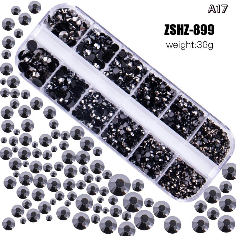 12Grids Box Mix Nail Art Rhinestone Nail Beads AB Crystal Flatback Jewelry Gems With Storage Organizer For Multicolour Nail Art