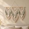 Geometric Macramé Wall Decor with Wooden Beads Cozy for Guesthouse