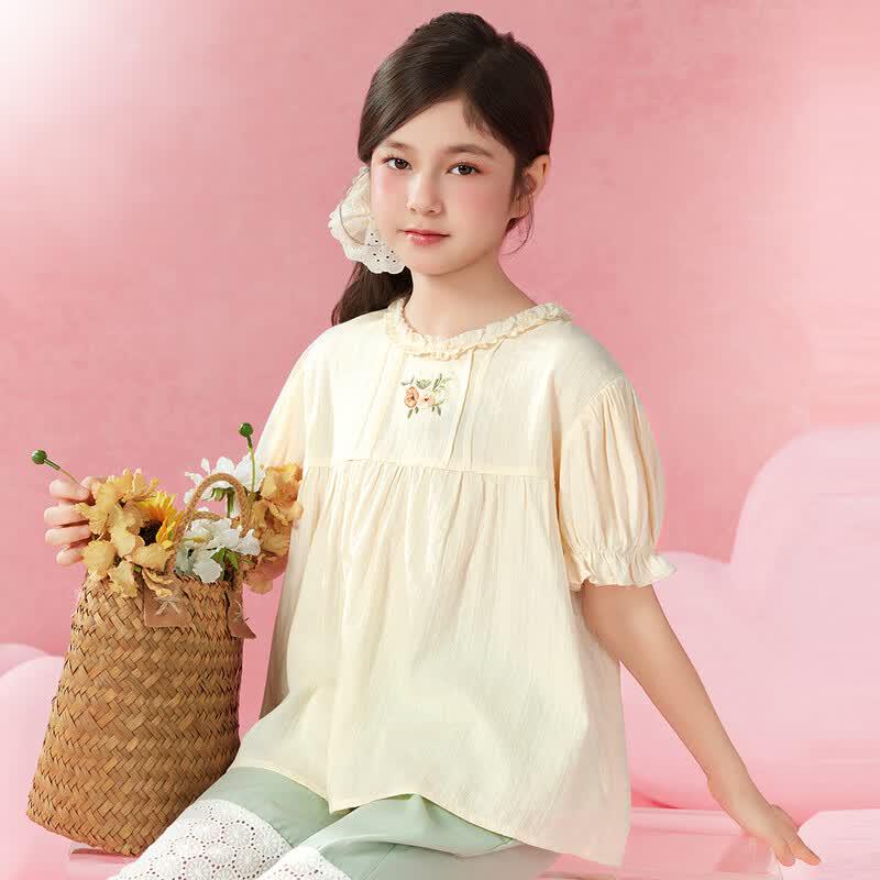 Girls  French Style Embroidered Summer Blouse 130