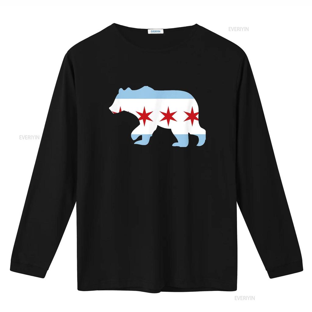 BEAR Chicago Flaggen Stadt T-Shirt vintage gewaschen leicht vielseitig Unisex Mann bequem atmungsaktiv weich Mode Streetwear