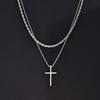 Trendy Cross Necklace for Men Boys,Simple Stainless Steel Cross Pendant Necklaces,Male Jewelry Sets