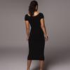 European and American ins style 2026 summer explosive women's clothing new one-word collar ribbed long slim dress wholesale