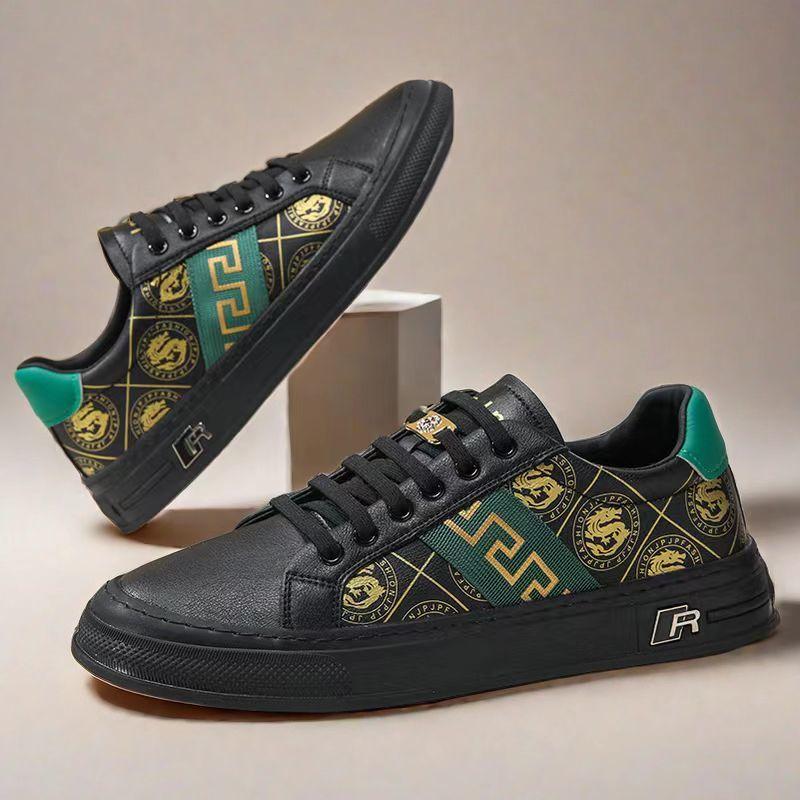 

Легкая роскошная мужская обувь, новая весенне-летняя обувь высокого класса, мужская модная обувь из натуральной кожи, повседневная универсальная белая обувь 44 чёрный