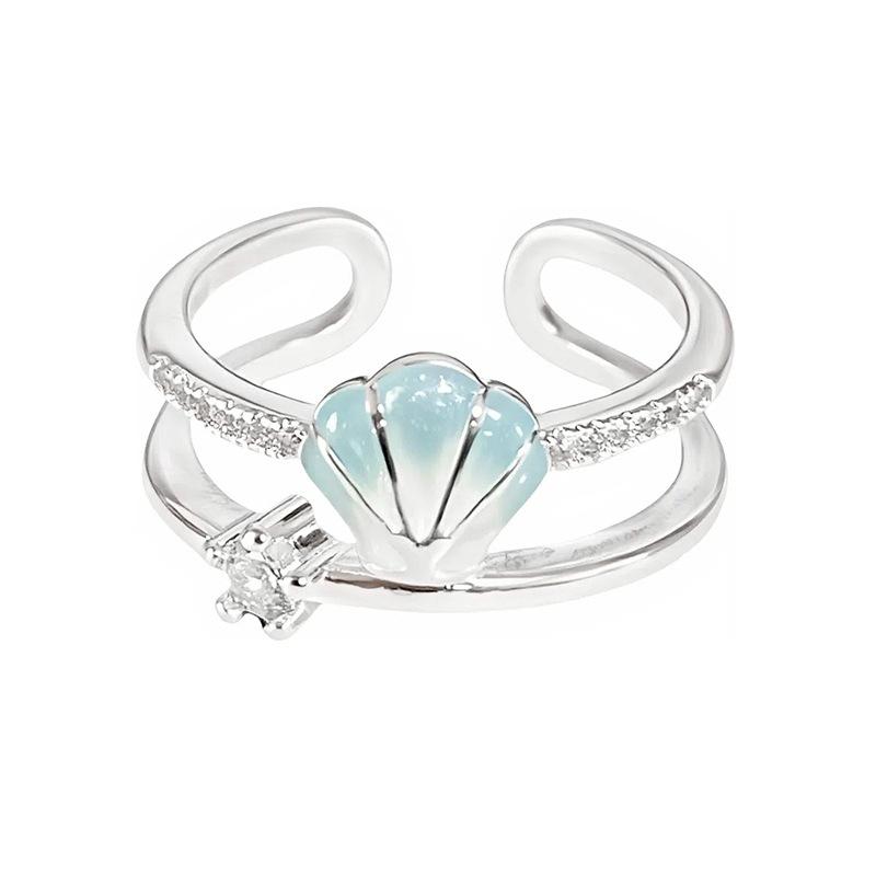 [Blue Ocean Secret Realm] Starfish Shell Enamel Oil Drip Zir*****Pening Ring Niche Light Luxury High Sense Ring
