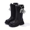 Girls boots 2025 winter new children's boots Girls older Martin boots super fire two cotton velvet high leather boots
