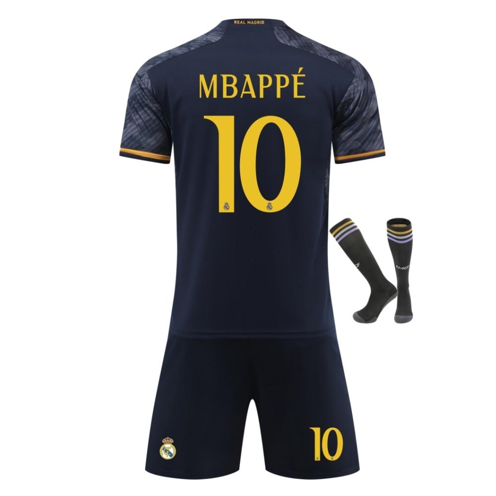 Real Madrid Mbappe Kids Soccer Jersey Training T-Shirt Sports Wear Black Polyester