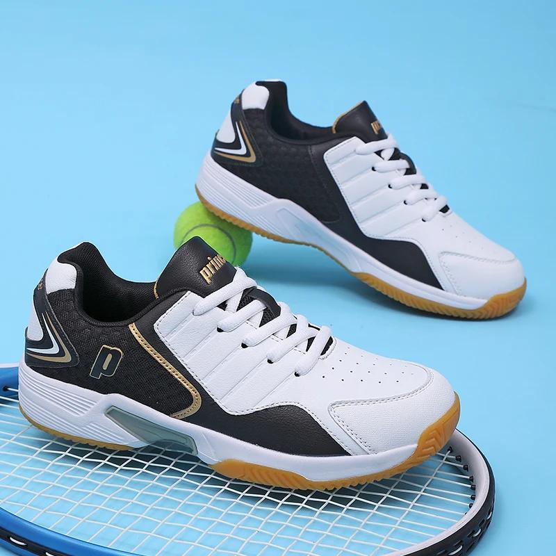 Professional Men Women Leather Badminton Shoes Couple Anti-Slip Training Sneaker Lightweight Tennis Shoes Volleyball Sport Shoes