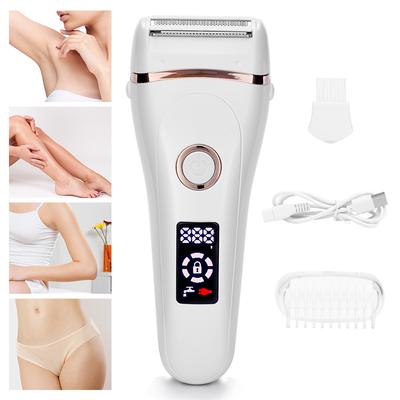 Depiladora eléctrica indolora recargable por USB para mujer, depilación de barba, máquinas de afeitar para mujer, recortador de pelo femenino portátil LCD