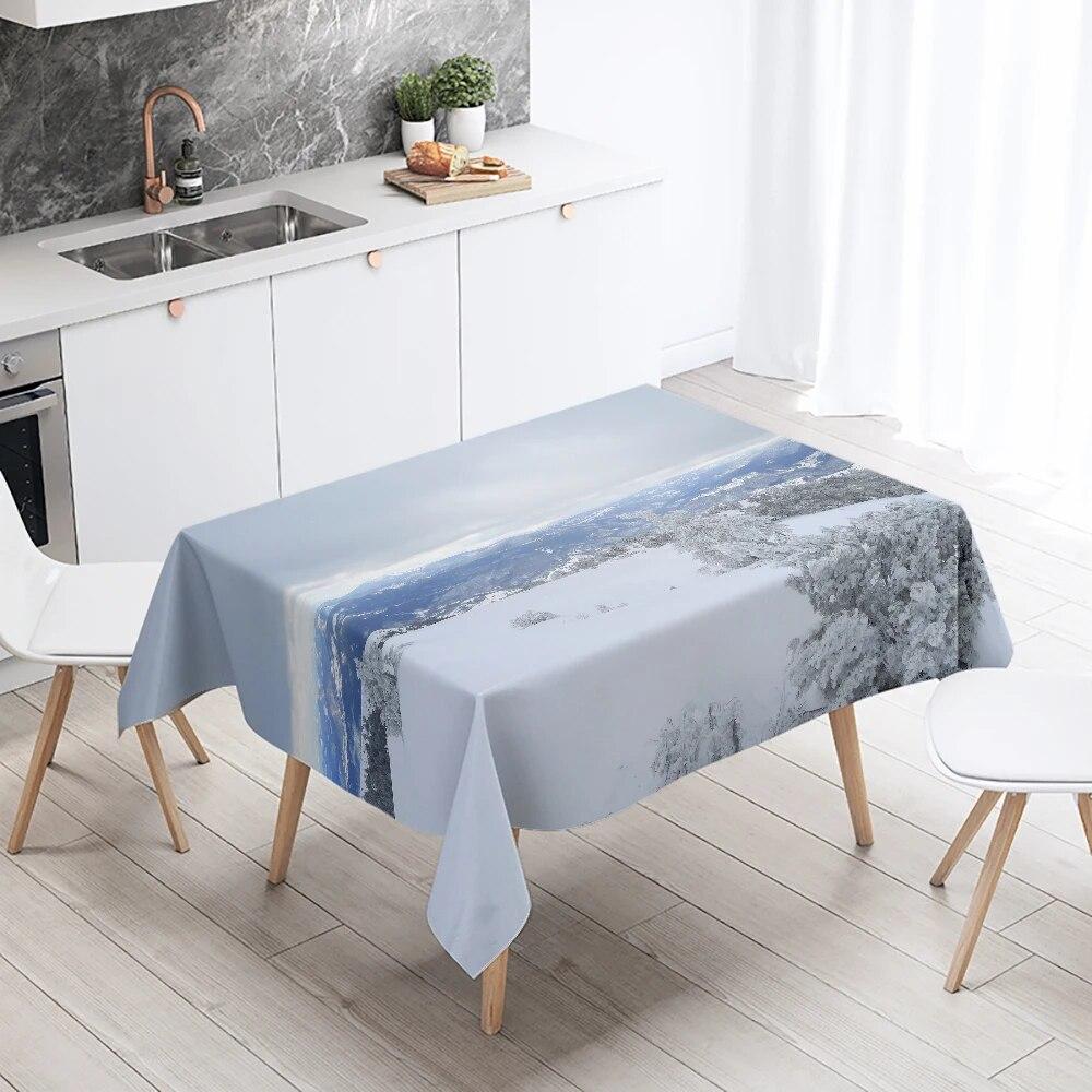 Beautiful Natural Scenery Printed Tablecloth Stain Resistant Waterproof Outdoor Camping  Kitchen Table Home Decor