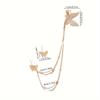 2 Pieces/ Set Exquisite Golden Butterfly Design Shiny Zircon Inlaid Stud Earring & Ear Wrap Delicate Female Earrings
