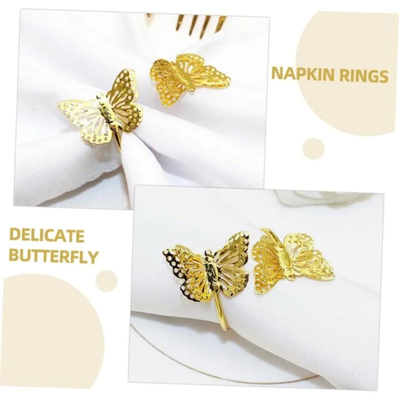 96PCS Three-dimensional hollow butterfly napkin buckle metal butterfly napkin ring hotel mouth cloth ring fashion napkin ring