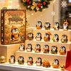 Interaktivní odpočet do svátků Tučňák císařský Antarktický adventní kalendář, 24denní zimní krabička s roztomilými 24denními ozdobami průzkumníků, 2D akrylová závěsná dekorace,