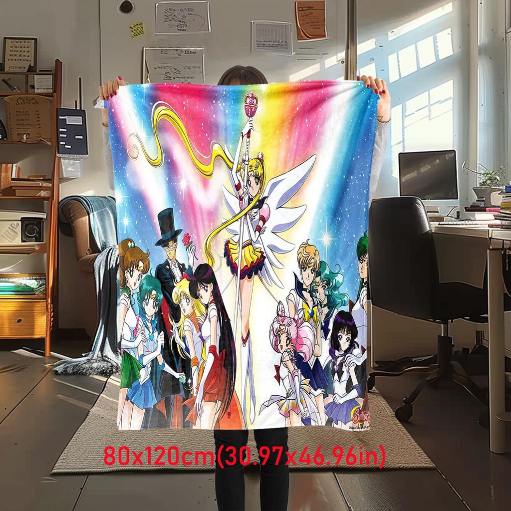 Coperta a tema cartone animato carino anime giapponese Sailor Moon Tsukino Usagi adatta per letti di casa, copridivani, pisolino in ufficio, coperte calde da esterno O5