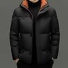 Men's White Hooded Duck Down Jacket - Winter Short Style, National Standard, Thick & Warm for Cold Protection