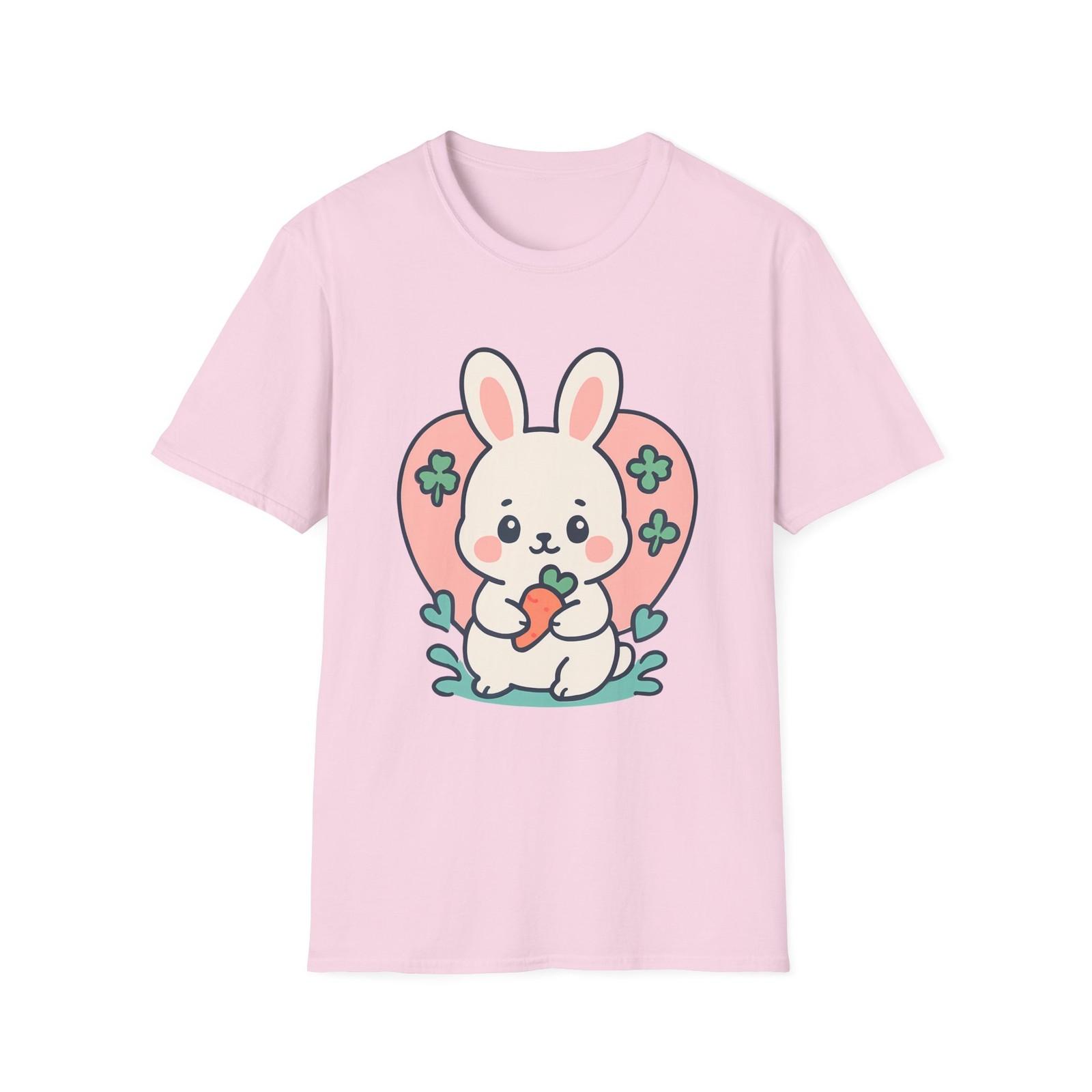 Unisex Softstyle Easter Bunny T-Shirt Mens Womens Tees Top | Cute Carrot Hug | Whimsical Spring S