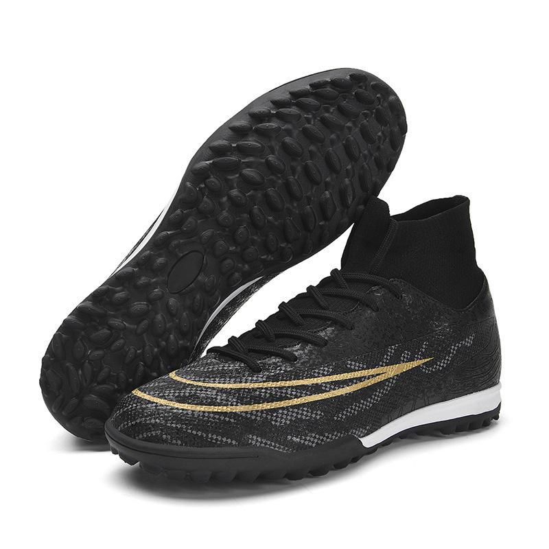 Football shoes Men's and women's high-top broken nails Spikes Children's students Adult grass game training shoes