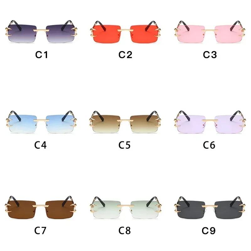 Unisex Retro Randloos Vierkant Zonnebril UV400 Luxe Mode Bril voor Rijden Reizen Vakantie Buiten Essentieel