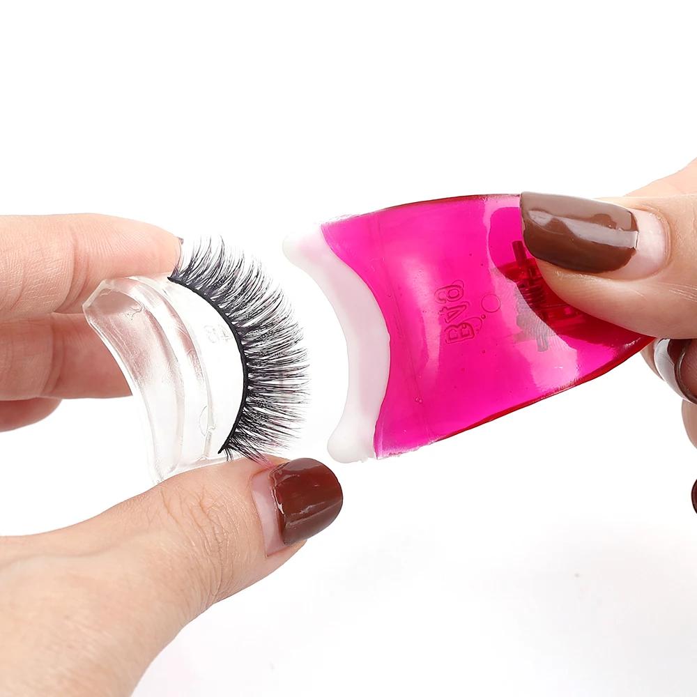 Pinzas para aplicar pestañas postizas, herramienta de maquillaje de ojos de plástico portátil con pinzas para pestañas postizas, para pestañas de tira completa y segmentadas