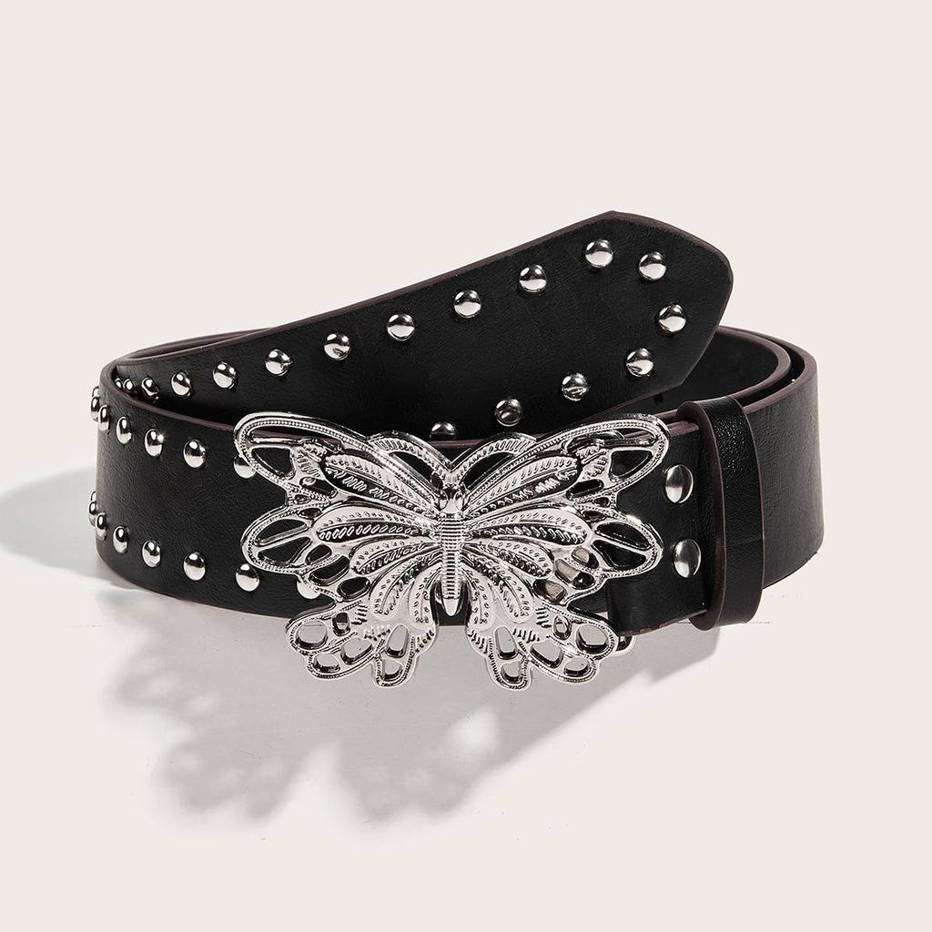 Women's Retro Hollow Butterfly Leather Waist Belt - Versatile Fashion Accessory for Jeans
