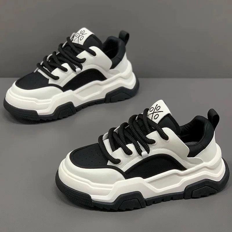 Men's Shoes New Breathable White Fashionable All-matching Platform Sole Sports Casual Skate Dad's