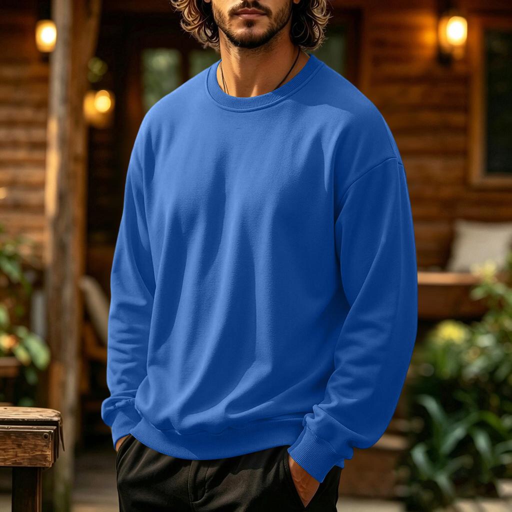 Men's Neck Sweatshirt Color Casual Pullover