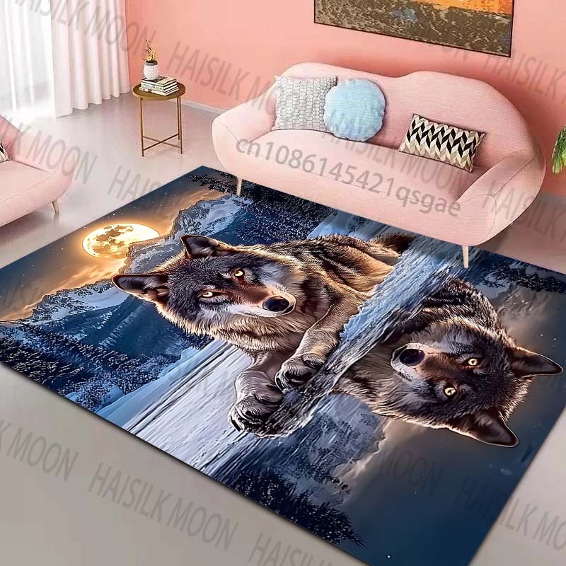 

Wolf and lake reflection Pattern Rug Carpets for Bedroom Living Room Sofa Mat Creative Door Mat Cloakroom Home Decor 40x60cm