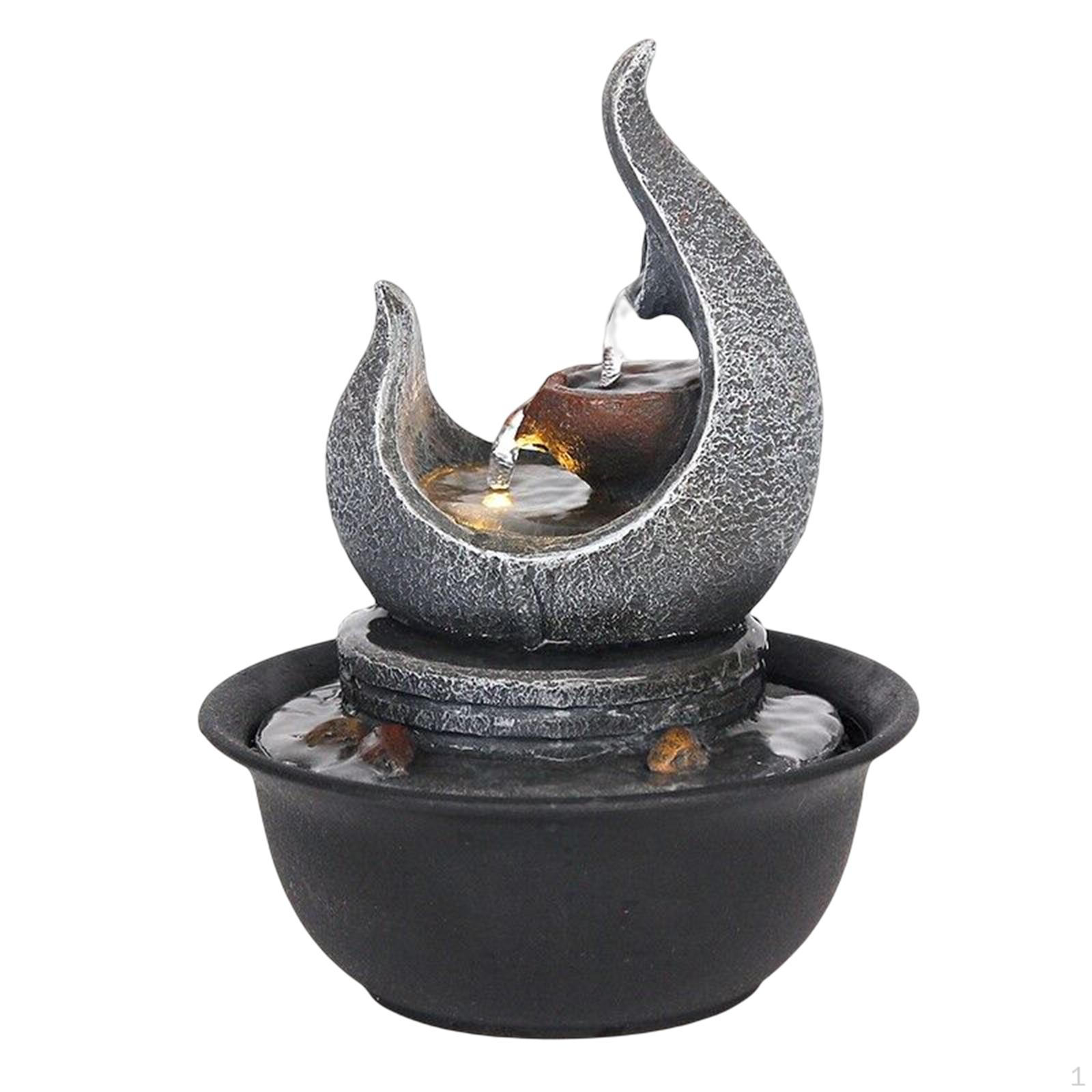 

Indoor Water Fountain Waterfall Meditation with LED lights Portable USB Tabletop Fountains for Desk