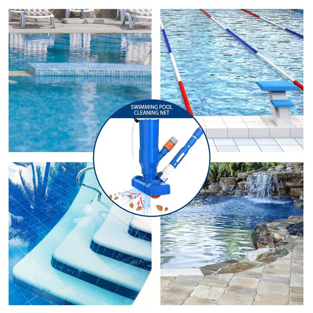 Pool Vacuum Jet Cleaner Kit with Telescopic Pole, Brush Head, and Leaf Bag for Above Ground Pools and Spas