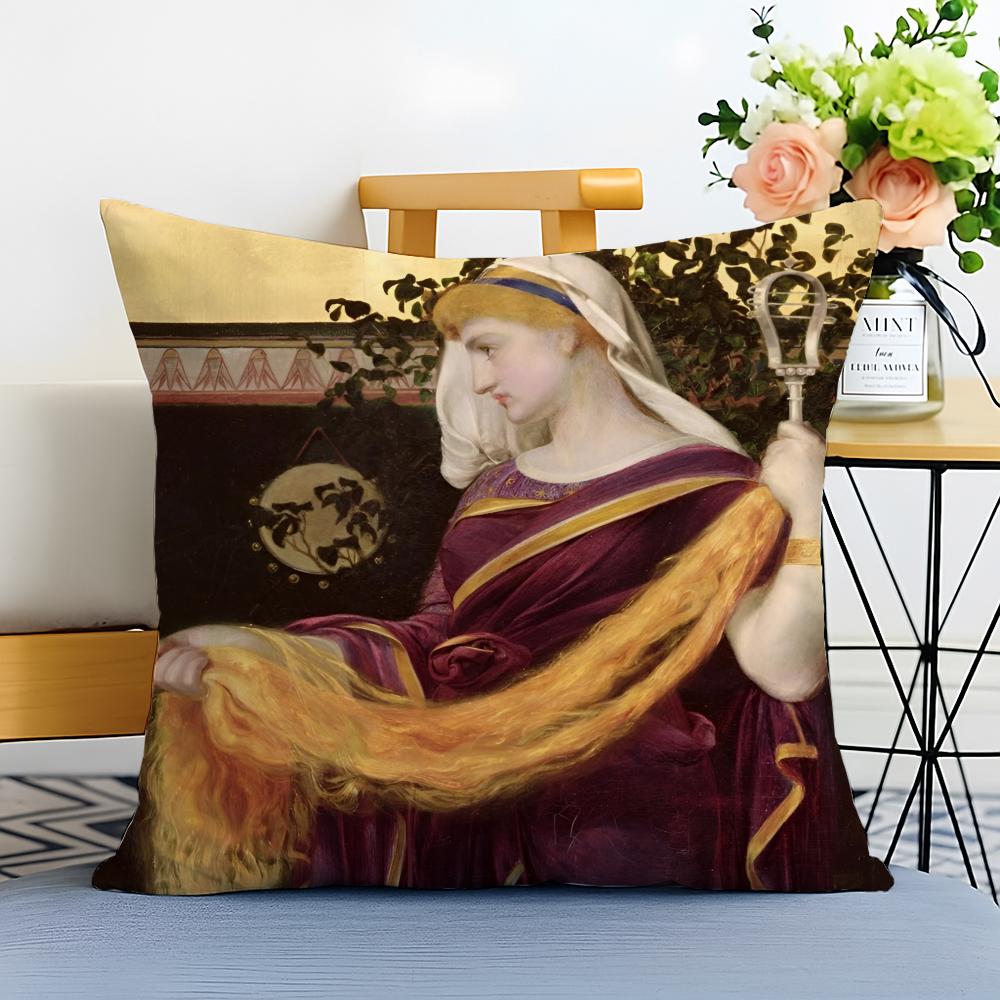 Elegant Classic European Fun Figures Painting Cushion Cover Washable Linen Pillowcase Soft for Sofa Bed Cozy Home Room Decor