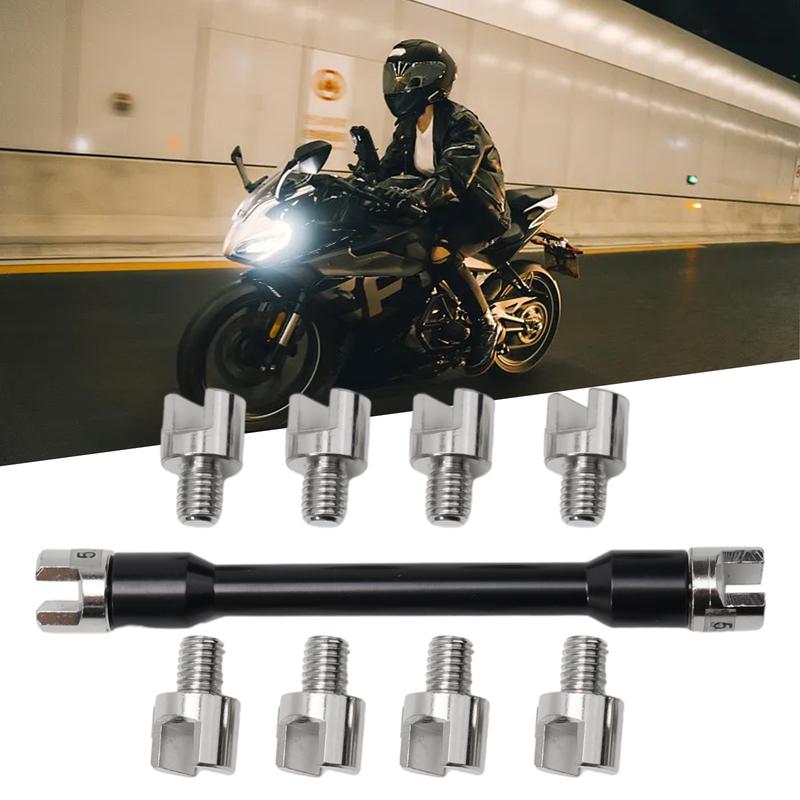 Complete Spoke Wrench Set for Motorcycles 10 Interchangeable Sizes in Steel with Portable Dustproof Storage Case