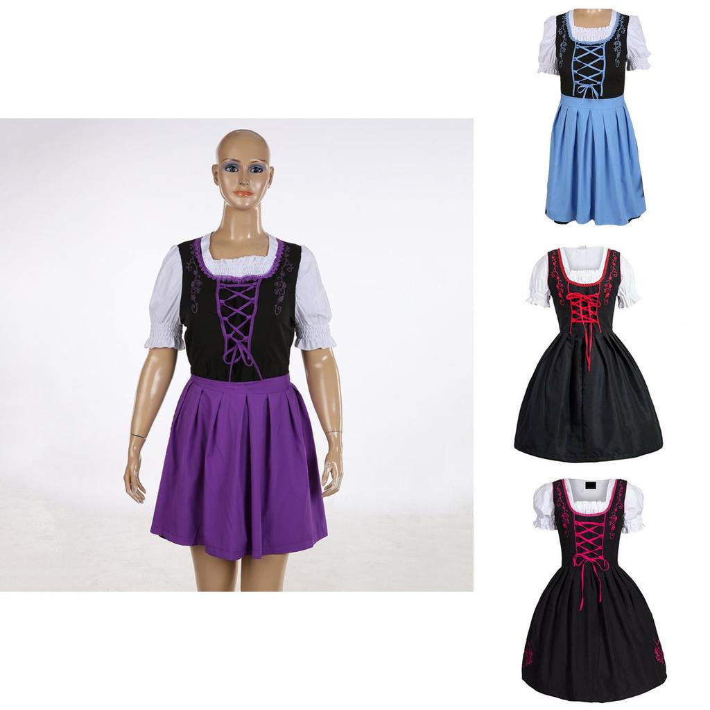 Charming German Dress Bavarian Dirndl Costume With Elegant Apron Decoration