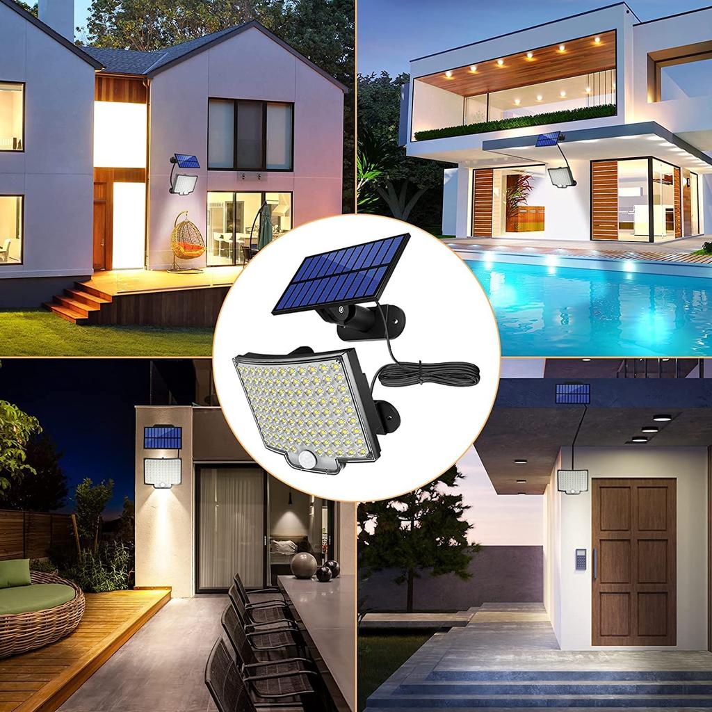 106 LED Solar Light Outdoor Waterproof With Motion Sensor Floodlight Remote Control 4 Modes For Patio Garage Backyard
