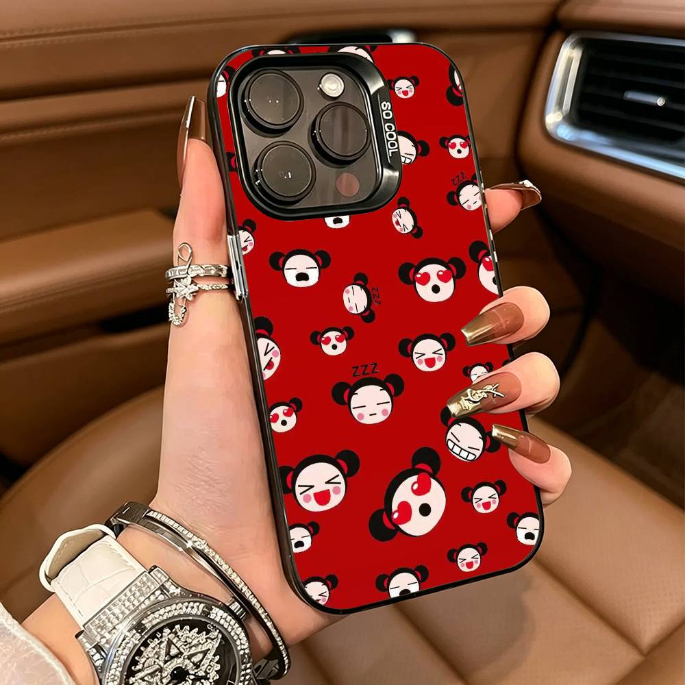 Cute Cartoon Pucca Garu For iPhone 17 16 15 14 13 12 11 Pro Max XS 17 Air Silicone Colored Silver Bumper Cover