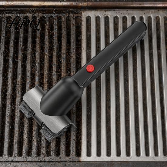 Outdoor Grill Cleaning Tool Electric Brush with Dual Rotating Heads And Built-in LED Light Cordless BBQ Camping Cleaner Water Mist Spray 2-Speed for