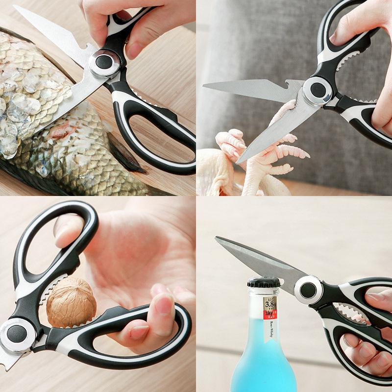 Stainless Steel Multifunctional Kitchen Scissors with Bottle Opener and Nut Cracker