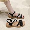 Summer new flat sandals women's comfortable one-word buckle belt maternity temperament nurse shoes medium and old shoes