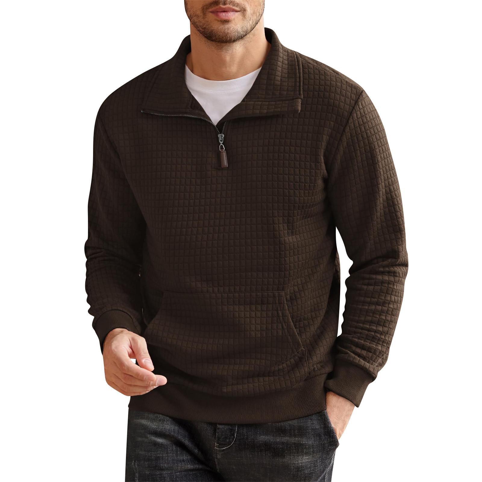 

Весняно-осінній чоловічий світшот зі стоячим коміром - це повсякденні светри на відкритому повітрі, топи M кавовий