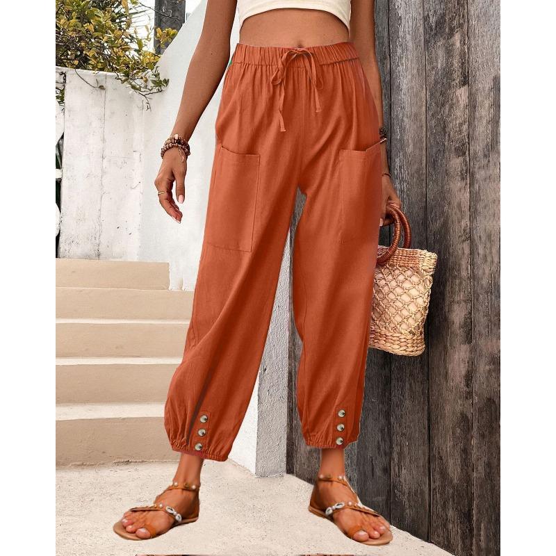 HNXC Women's Fashion Casual Solid Color Print Pants & Capris Classic Exquisite