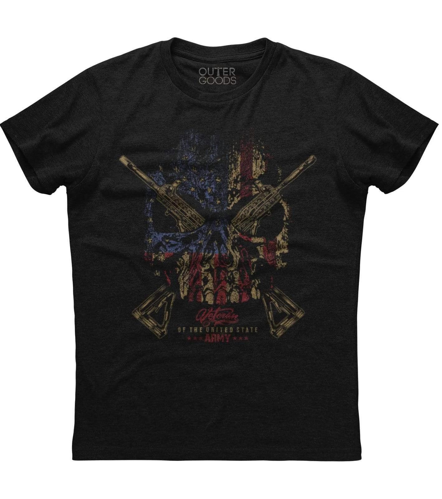 Veteran Of The United States Army, Gun Printed Men s Patriotic Black T-shirt L