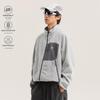 Unisex Outdoor Color Block Fleece Hiking Jacket with Stand Collar
