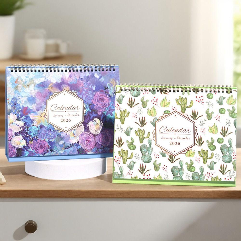Creative 2026 Desktop Calendar Thick Paper Annual Schedule Organizer  School Office Supplies