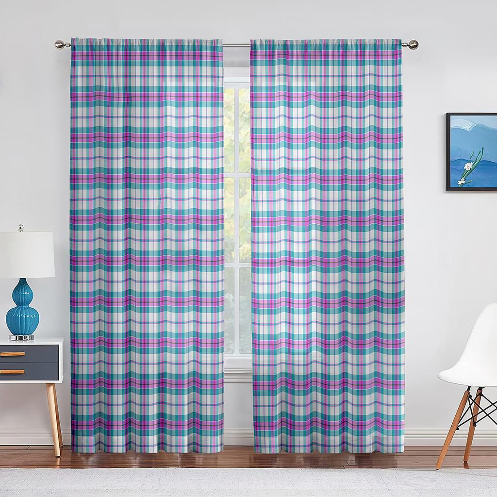 Perdele pentru fereastră din tul cu dungi, retro, negru, galben, în carouri, pentru camera de zi, draperii de bucătărie, șifon, perdea transparentă pentru dormitor