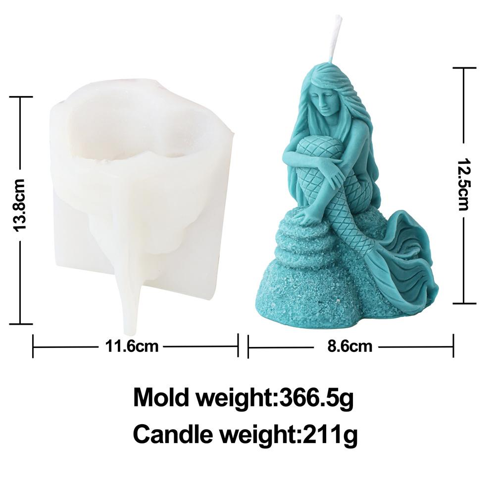 3D Mermaid Candle Silicone Mold Seated Embrace Tail Statue Sea Elf Tool DIY Sea Daughter Aroma Plaster Marine Theme Craft Decor